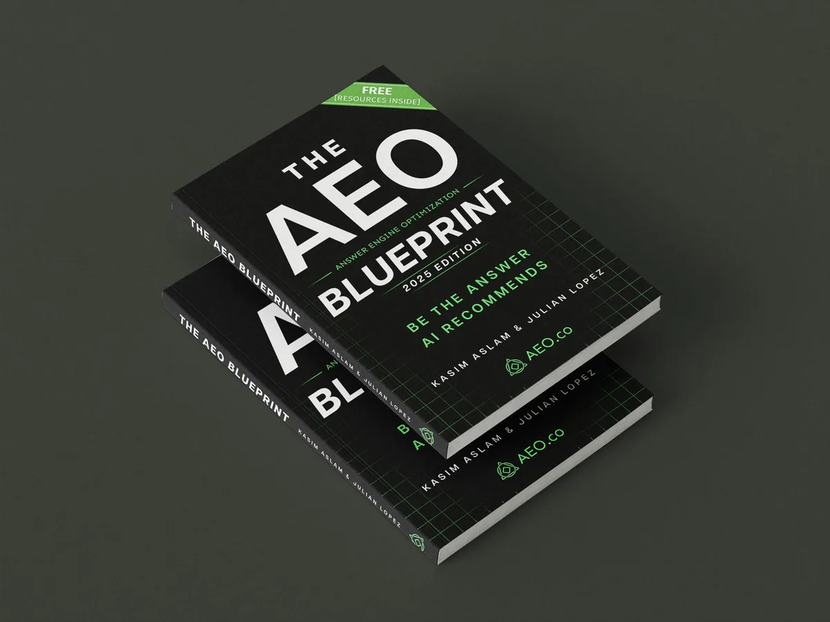 The AEO Blueprint paperback — two copies stacked